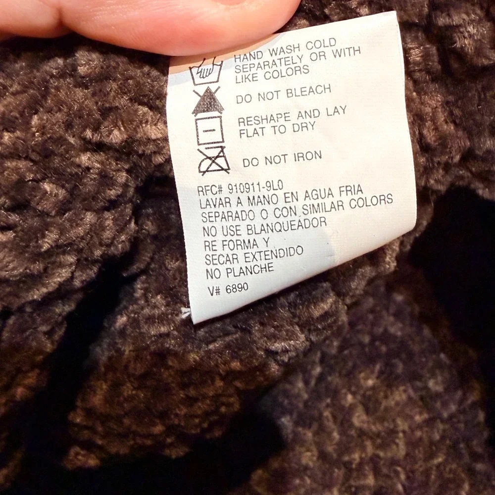 Brown VTG Crochet Knit Chenille Bucket Hat‎ Textured Boho Chic
